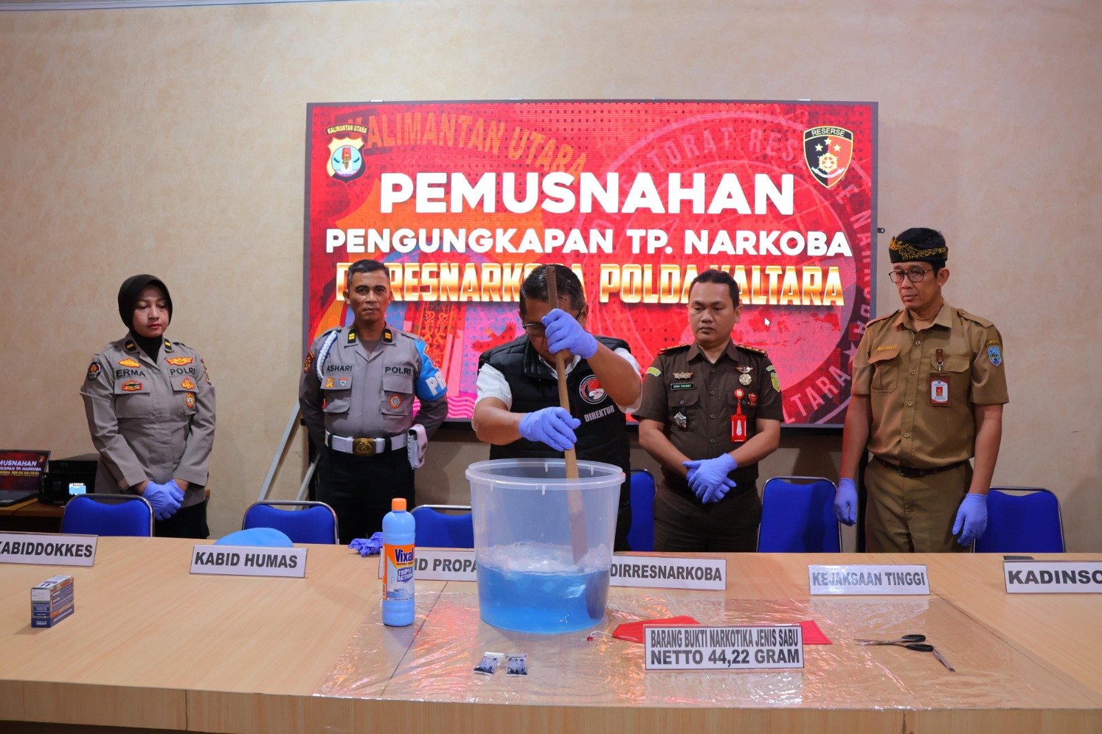 Polda Kaltara Musnahkan 44,22 Gram Barang Bukti Narkotika Jenis Sabu